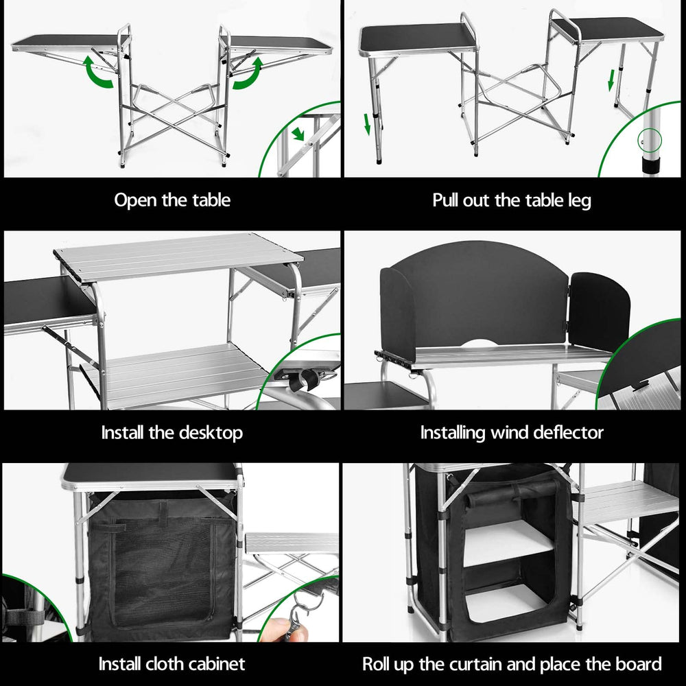 CampLand removable windscreen protecting cooking area from wind and weather