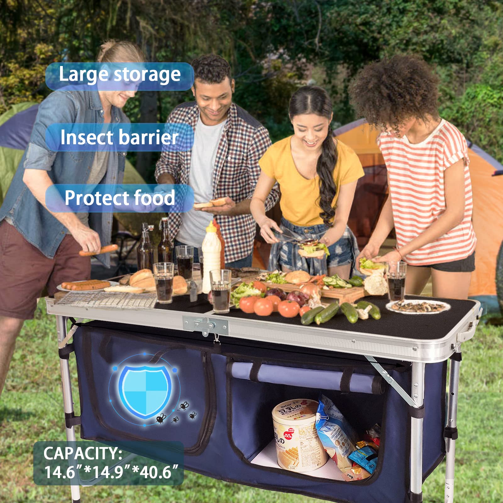 CampLand table in use for meals or light games outdoors