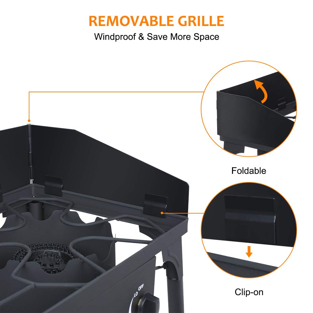 CAMPLUX detachable legs enable compact packing for camping trips.