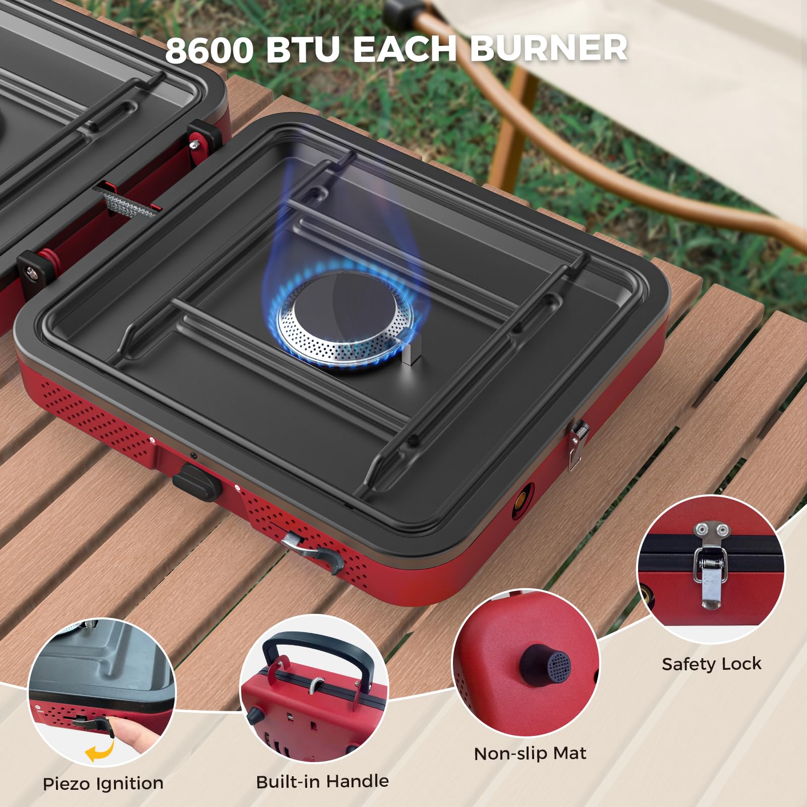 Camplux FoldGo constructed from durable cold-rolled steel for rugged outdoor use.