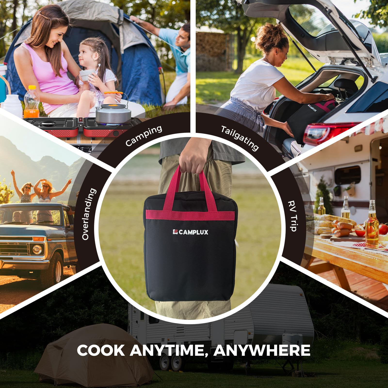 Camplux FoldGo removable cooking grid simplifies post-meal cleaning.