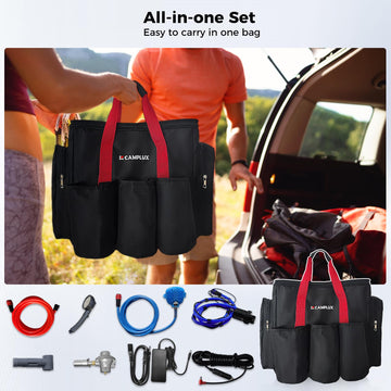 CAMPLUX Nano 3 Max all-in-one bag keeps components organized for travel.