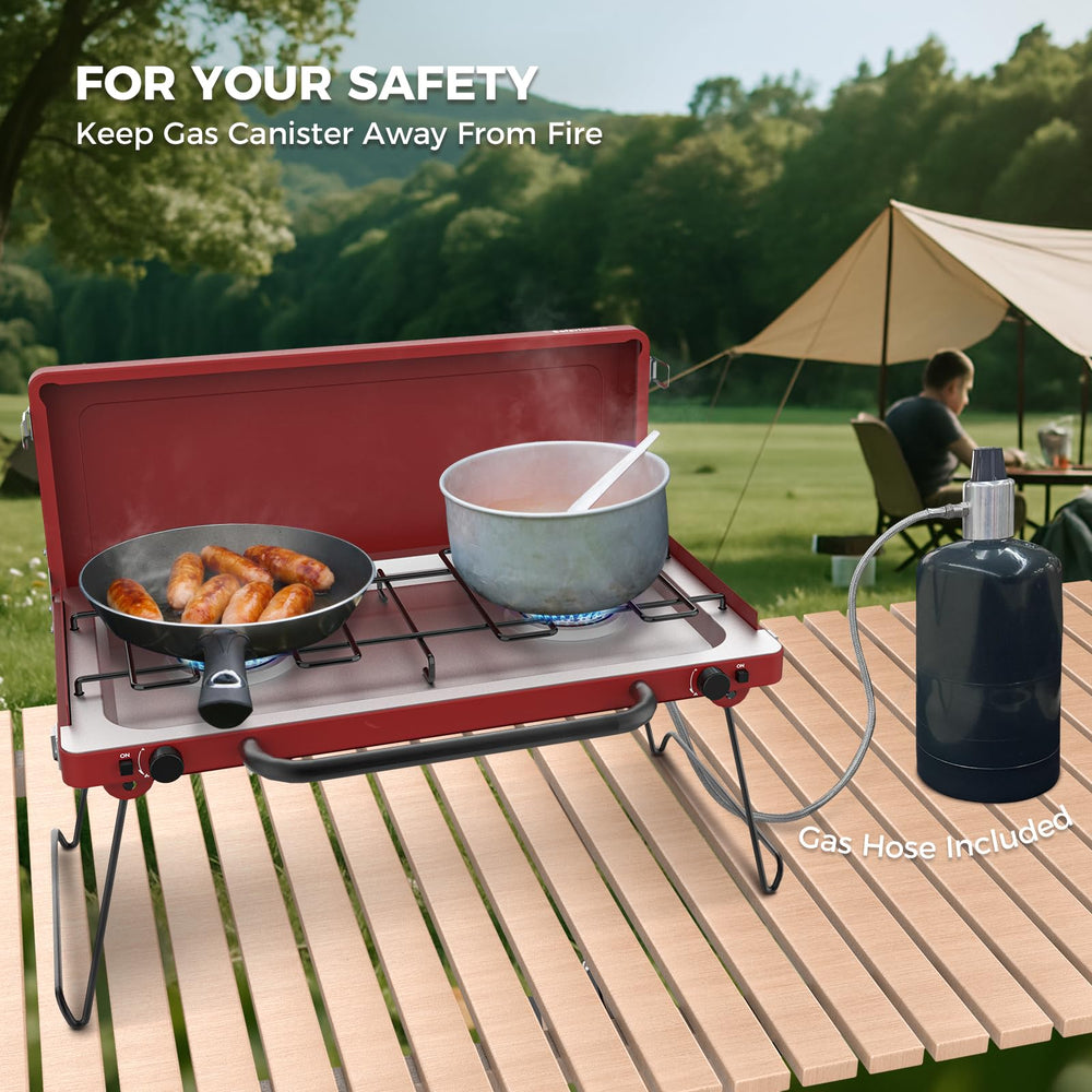 CAMPLUX Safari stove in action showing simmer and sear capability