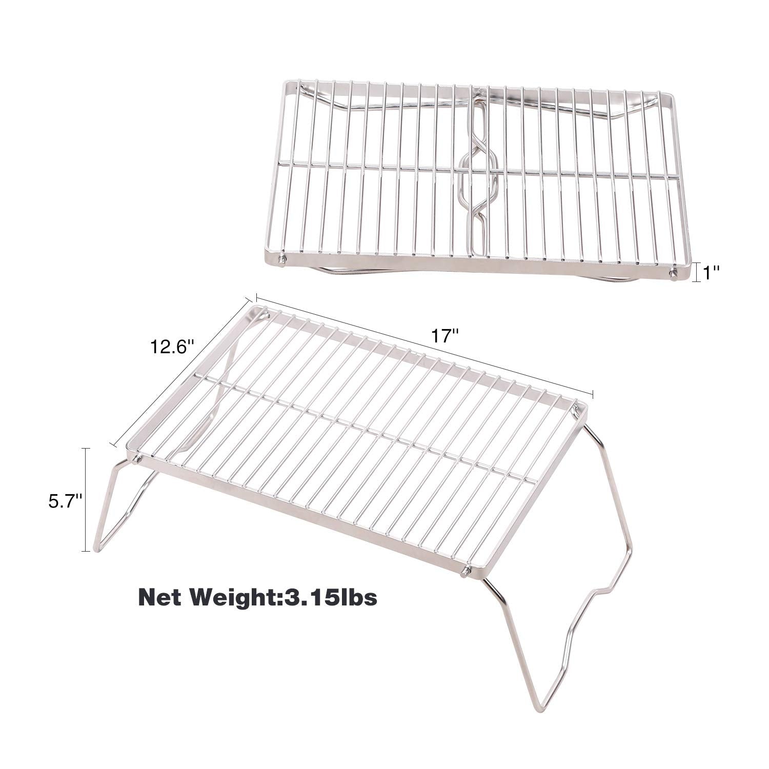 CAMPMAX Campfire Grill unfolded dimensions for outdoor cooking area.