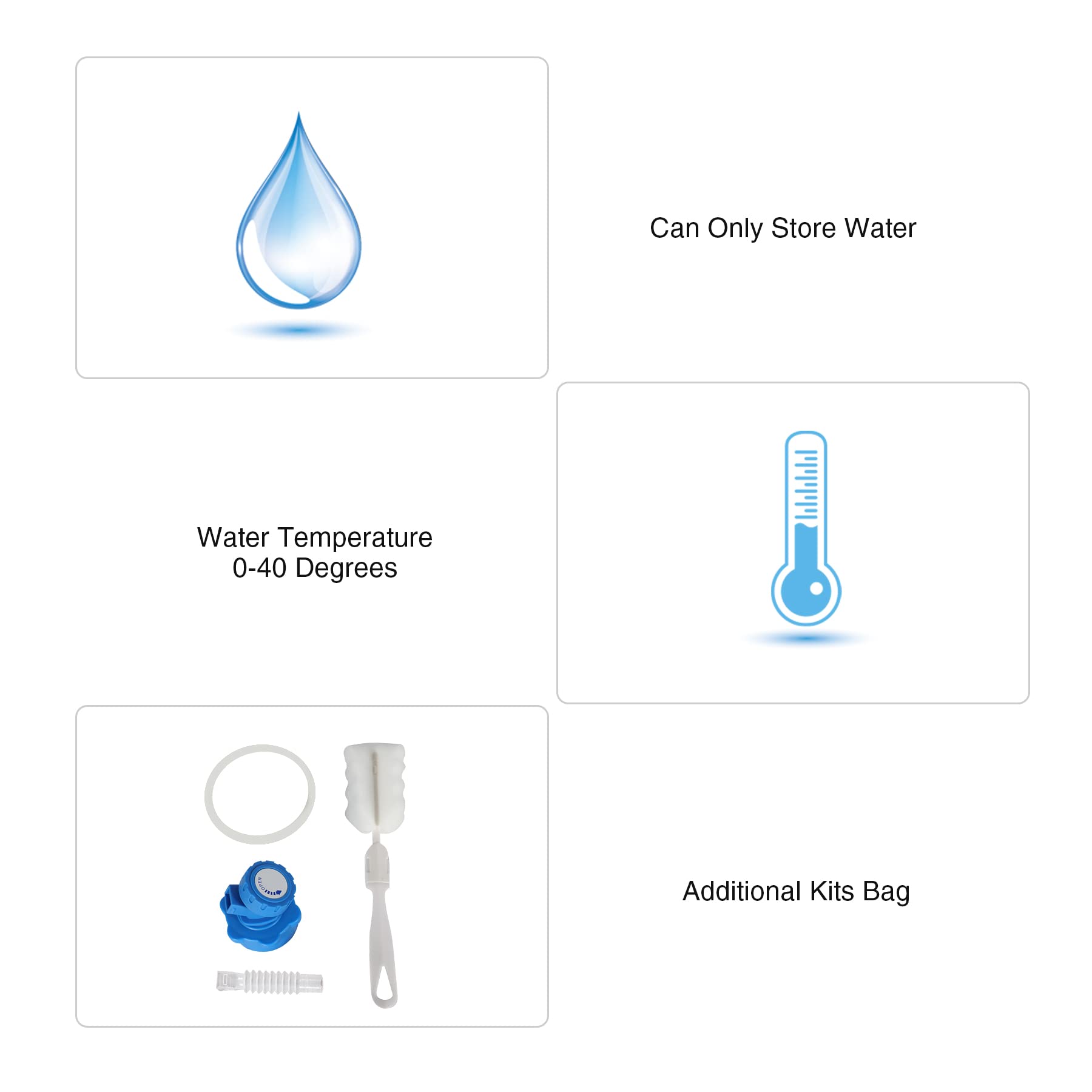 CAMPMAX faucet stowable-in-lid saves space in packs and cabinets