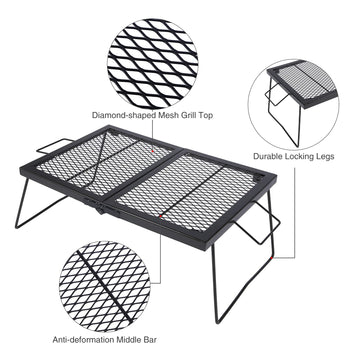 CAMPMAX large folding campfire grill grate folded compact for easy transport
