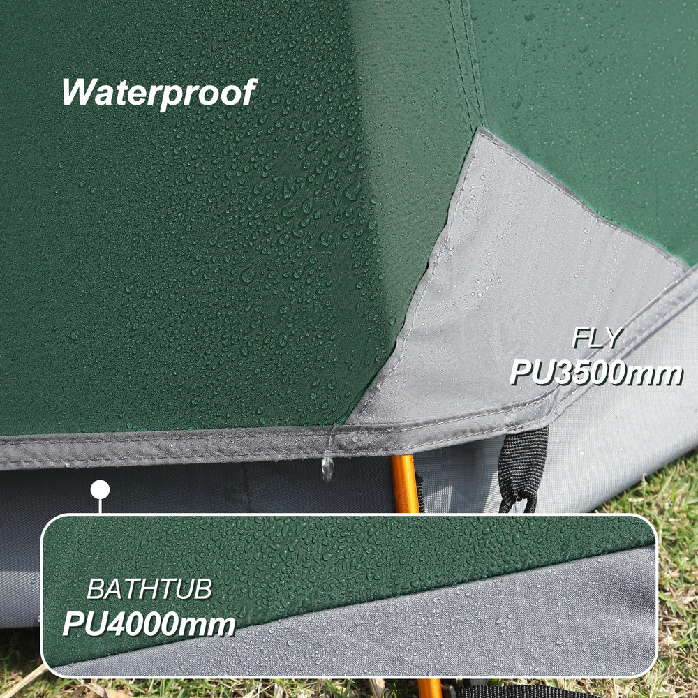 Camppal 1-person tent extended-length interior reveals extra sleeping and gear space