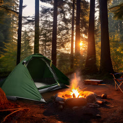 Camppal 1-person tent side setup demonstrates quick assembly