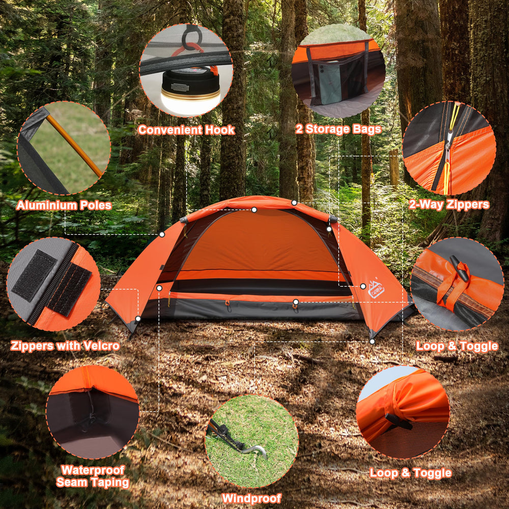 Camppal 1Person tent waterproof seams close-up for weather protection