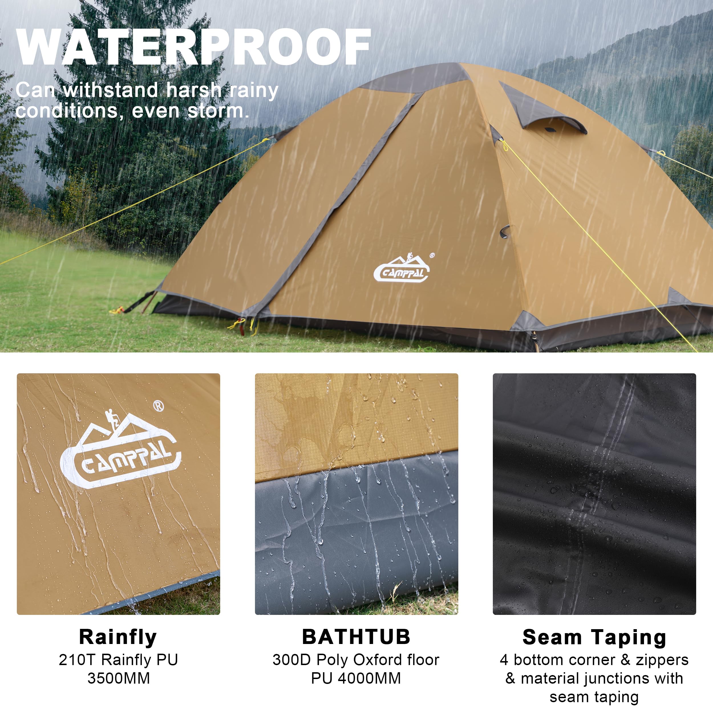 Camppal dual-poles-freestanding offers stable support on varied terrain.