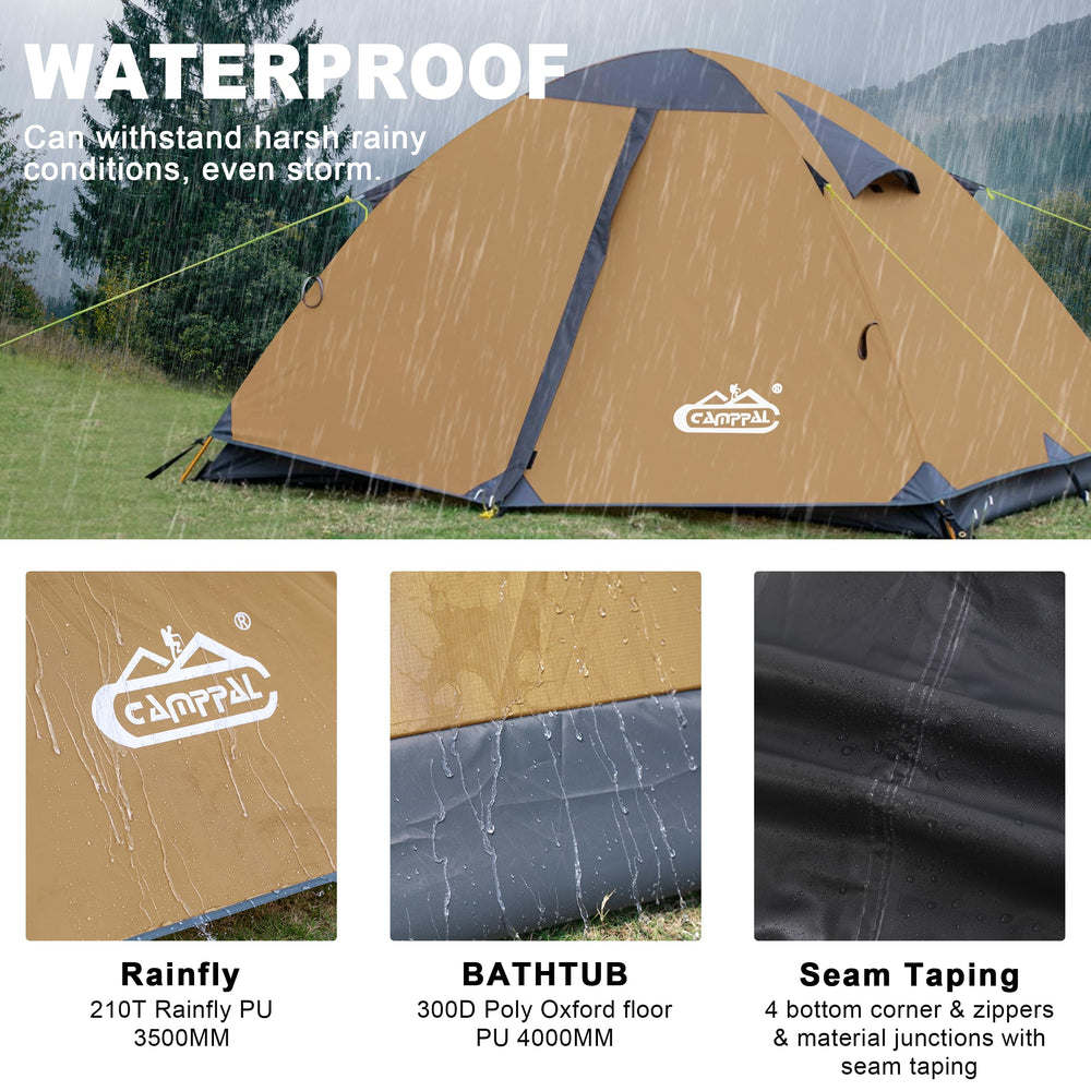 Camppal floor 300d poly oxford 4000mm keeps moisture out during heavy rain.