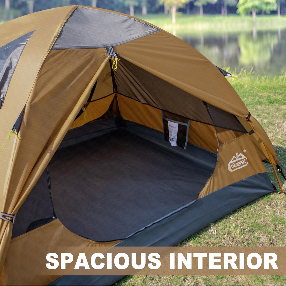 Camppal gear loft and pockets help organize essentials during hikes and camps.