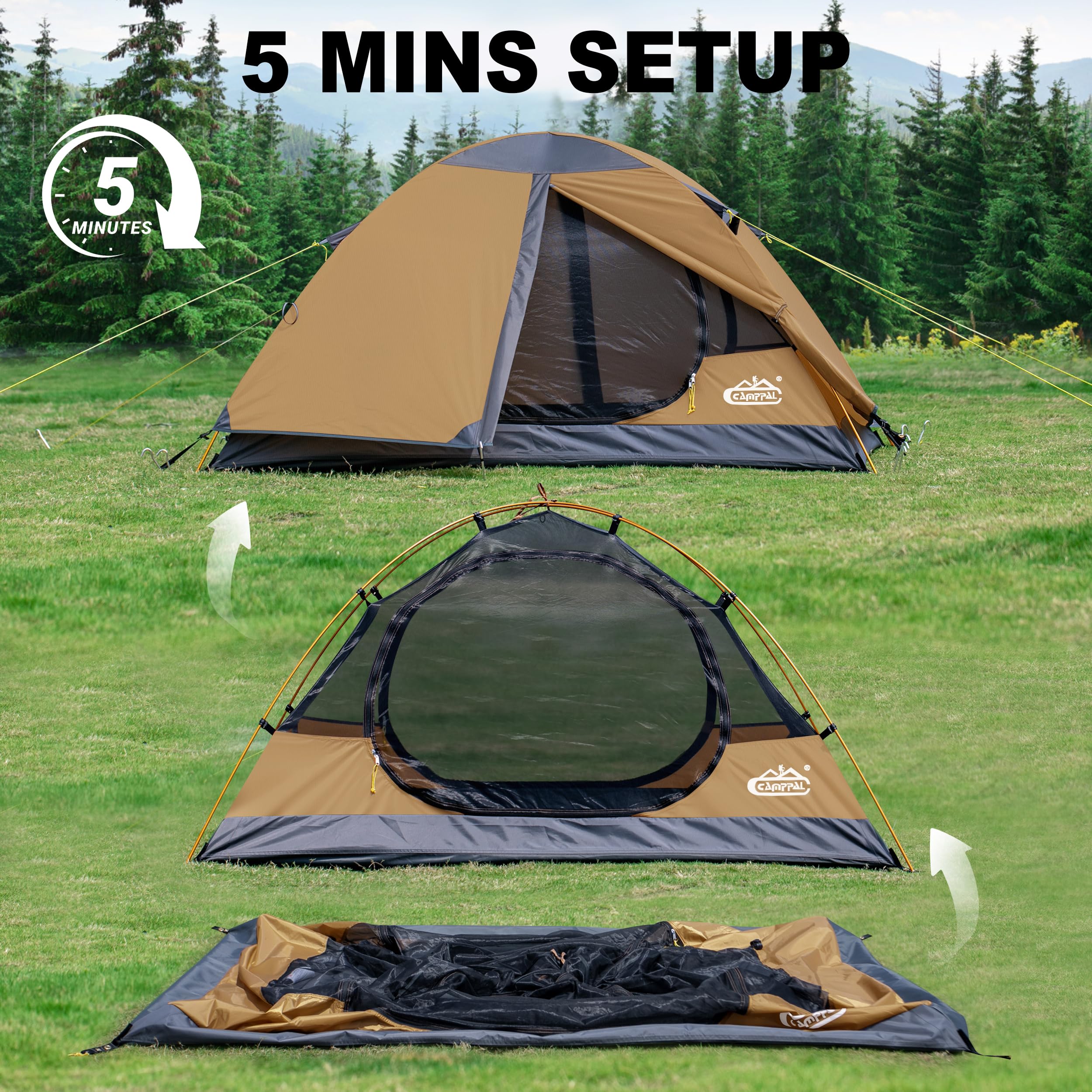 Camppal lightweight-packable-tent keeps weight down for easy carry.