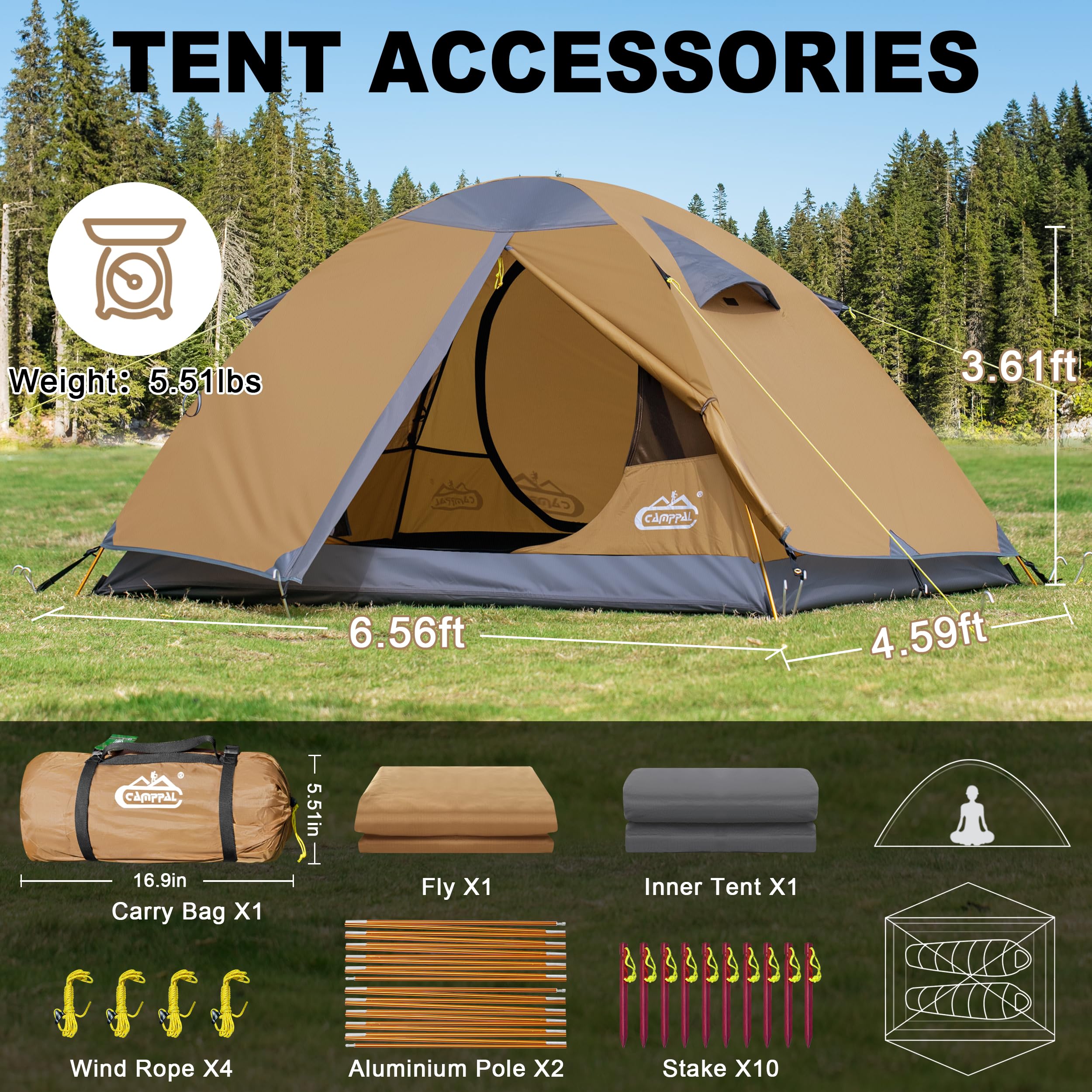 Camppal mosquito-mesh inner keeps bugs out for a peaceful night.