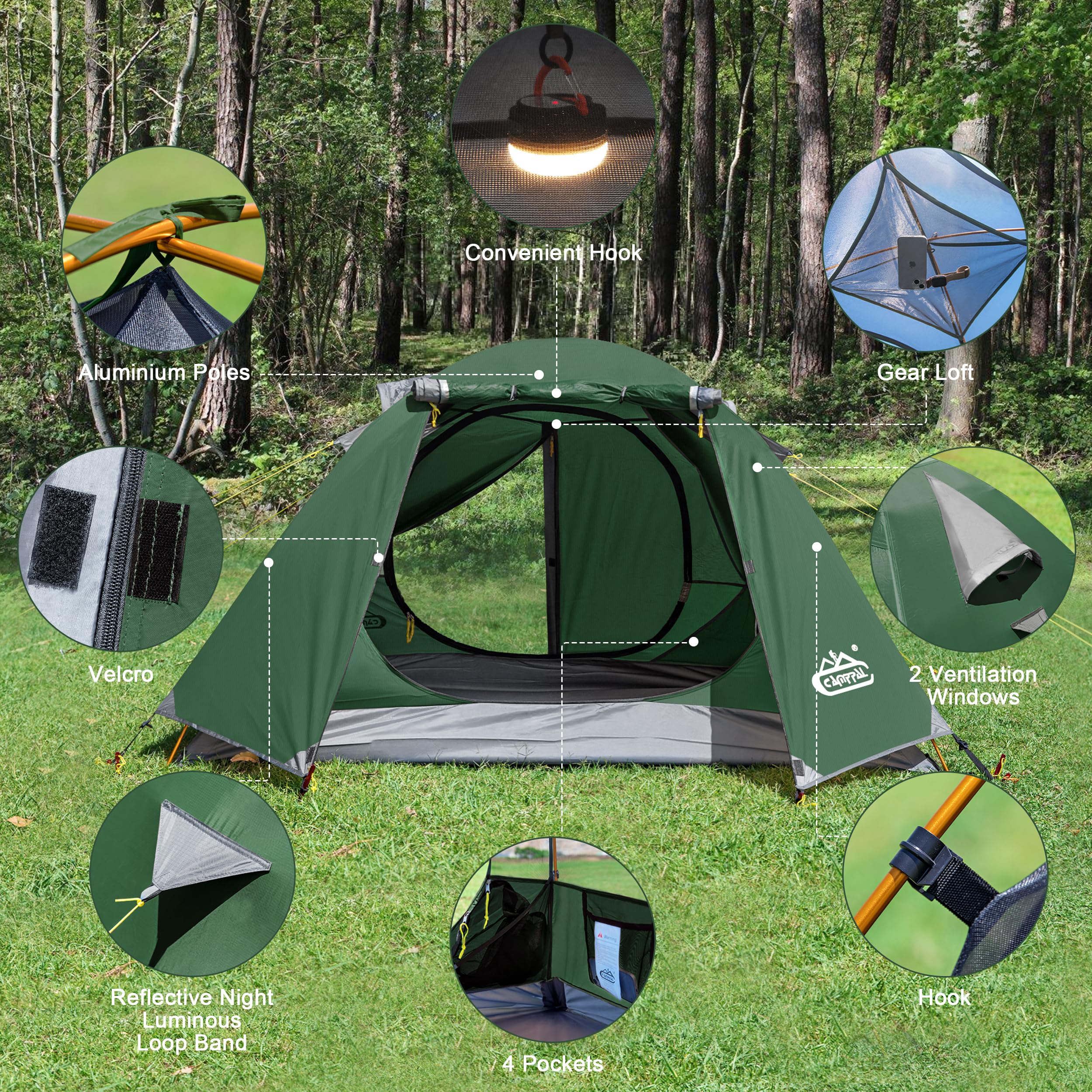 Camppal tent rugged 4-season rip-stop fabric resists wind and rain