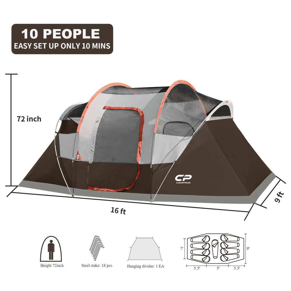 CAMPROS CP 72-inch center height lets campers stand upright comfortably.