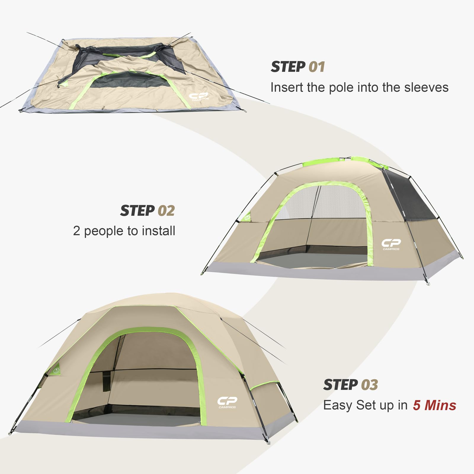 CAMPROS CP 4-person tent with carry bag for transport