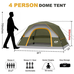 CAMPROS CP 4-person tent interior spacious area for gear and comfort