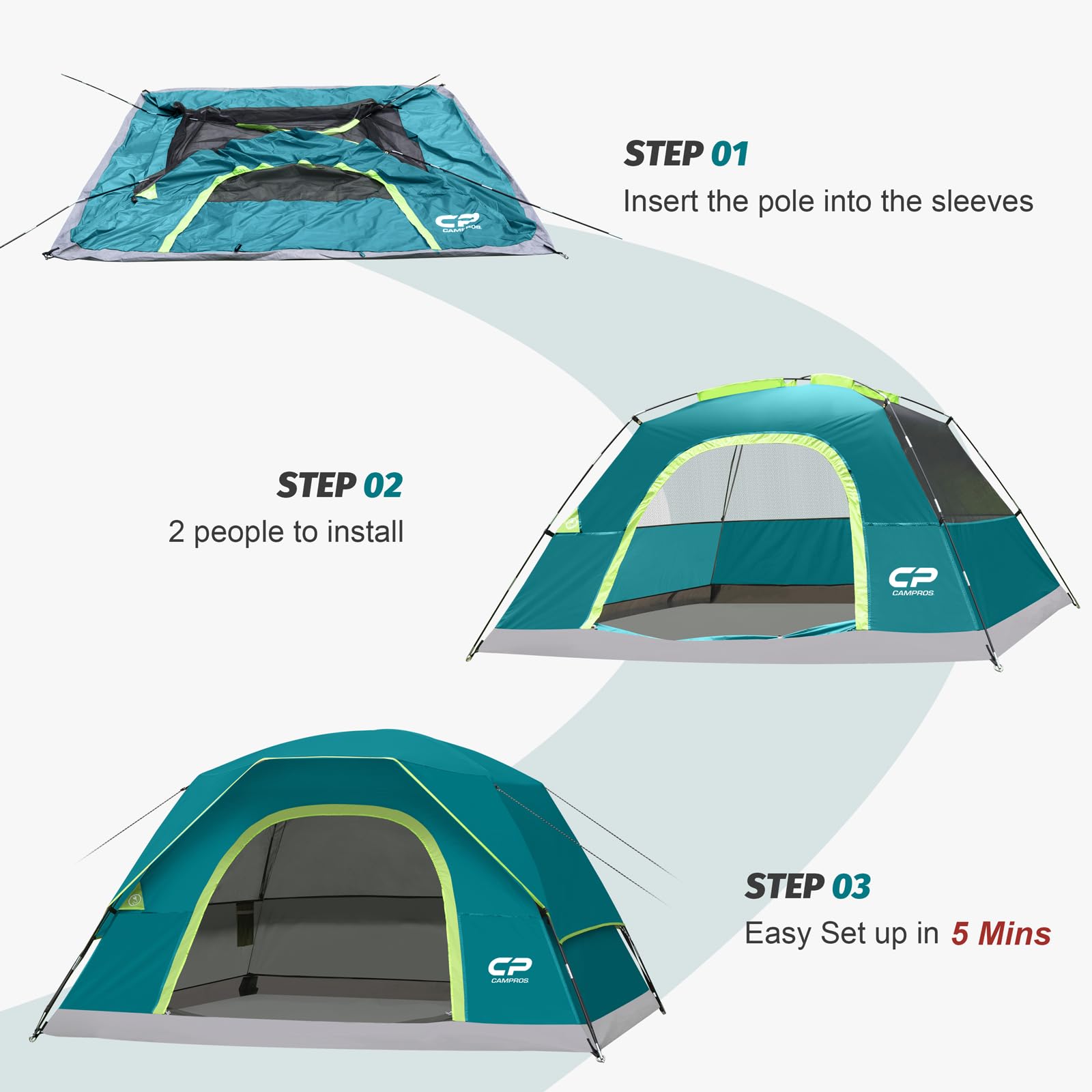 CAMPROS CP 4-Person Tent packable design fits in a small car trunk
