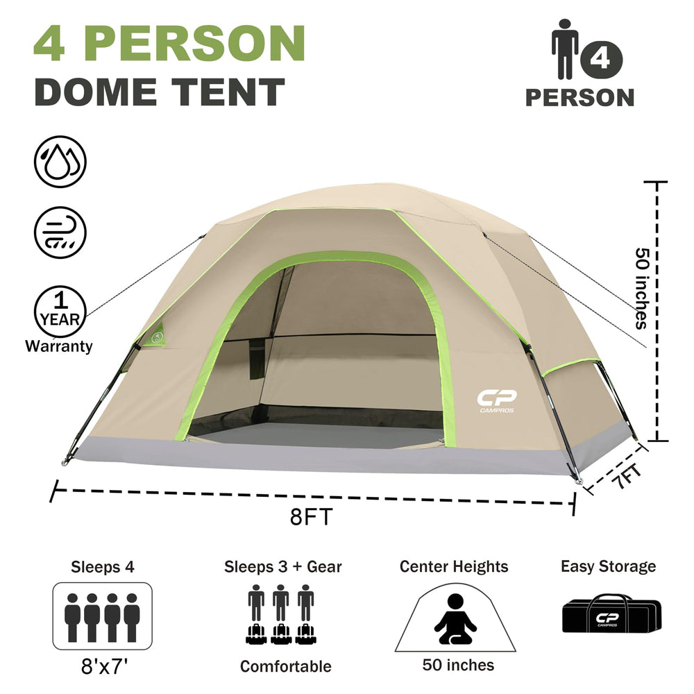 CAMPROS CP 4-person tent side view with extended floor space