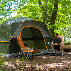 CAMPROS CP 6-person tent double-layer rainfly provides weather-ready protection.