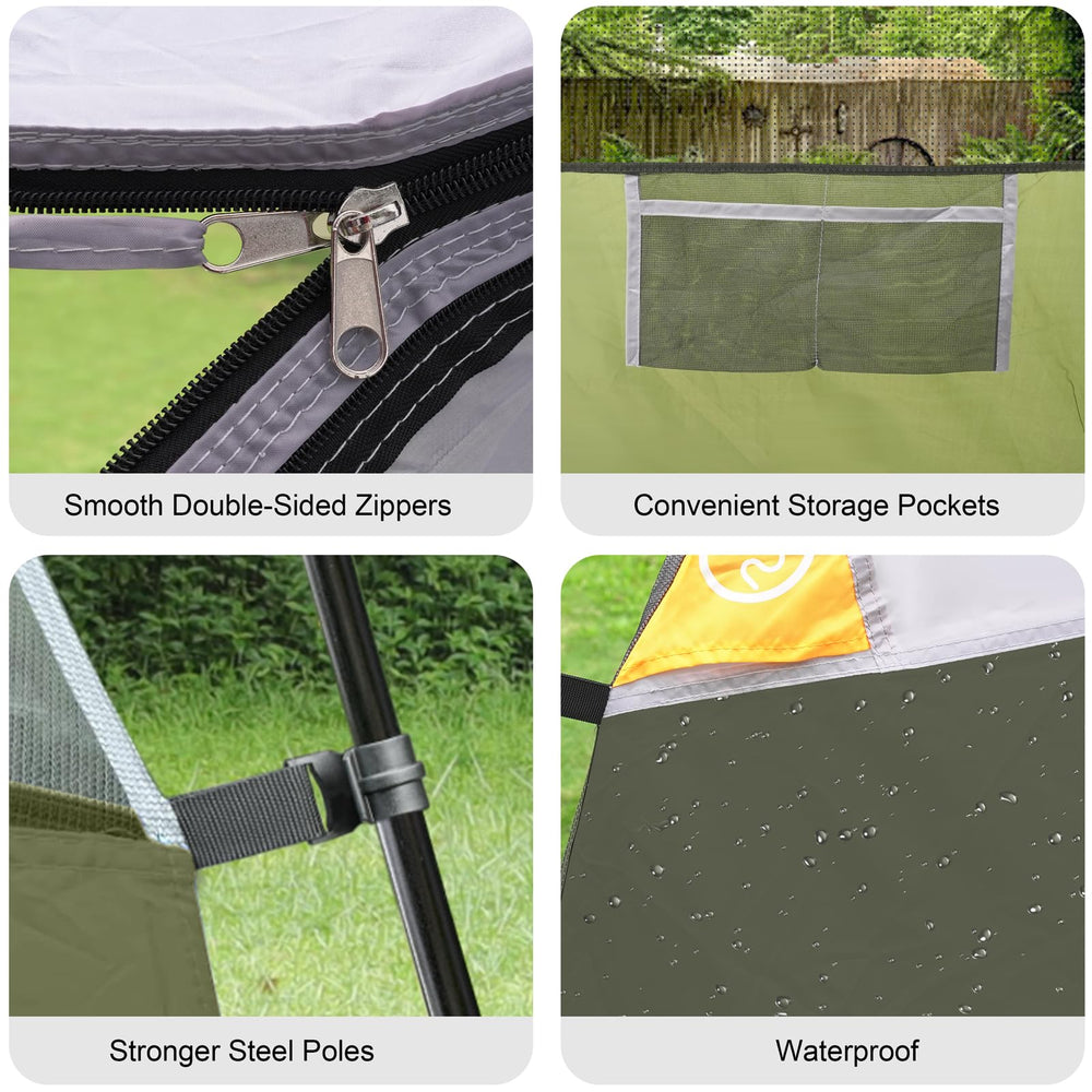 CAMPROS CP 6-person tent wide-door for easy gear in and out.