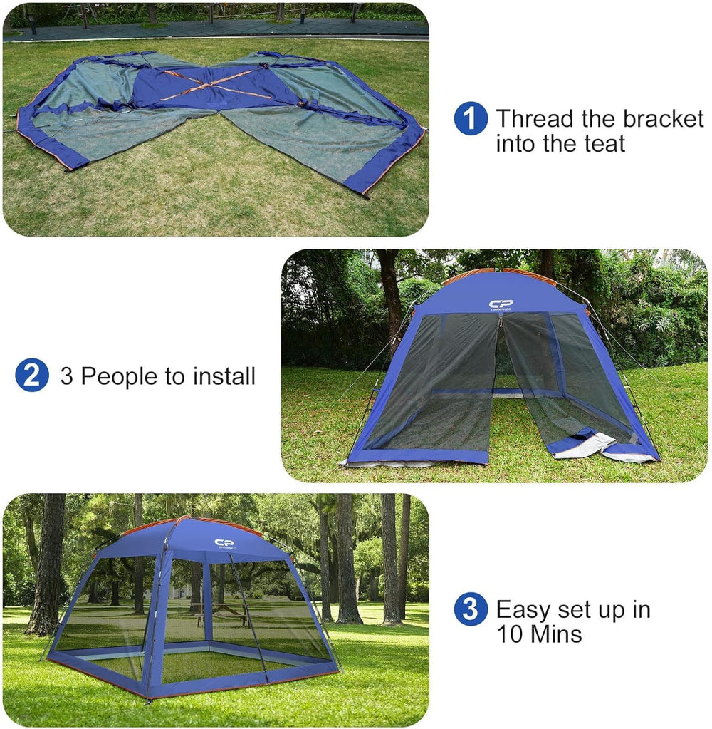 CAMPROS CP carry bag with stakes illustrates easy transport and compact storage after outdoor use