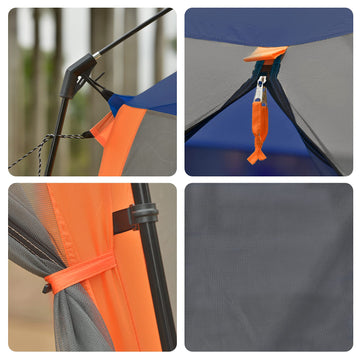 CAMPROS CP Screen House 13x13 secured with ground stakes and tie downs