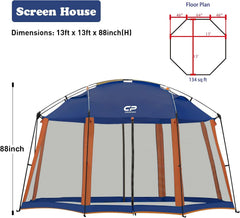 CAMPROS CP Screen House 13x13 top fabric provides UV protection with 190T polyester