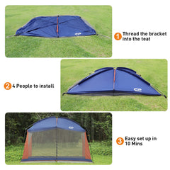 CAMPROS CP screen shelter with carry bag and stakes for easy transport.