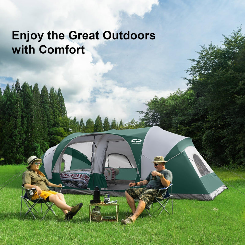 CAMPROS CP tent offers 180 square feet of usable space for family gear