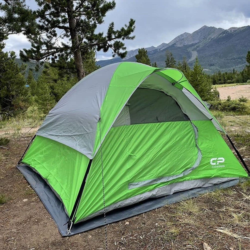 CAMPROS CP tent green mesh top provides ventilation and open views.