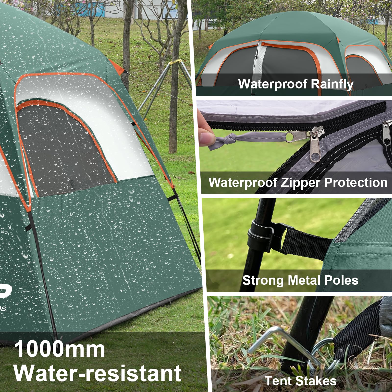 CAMPROS CP tent 6-person mesh roof for stargazing and airflow.
