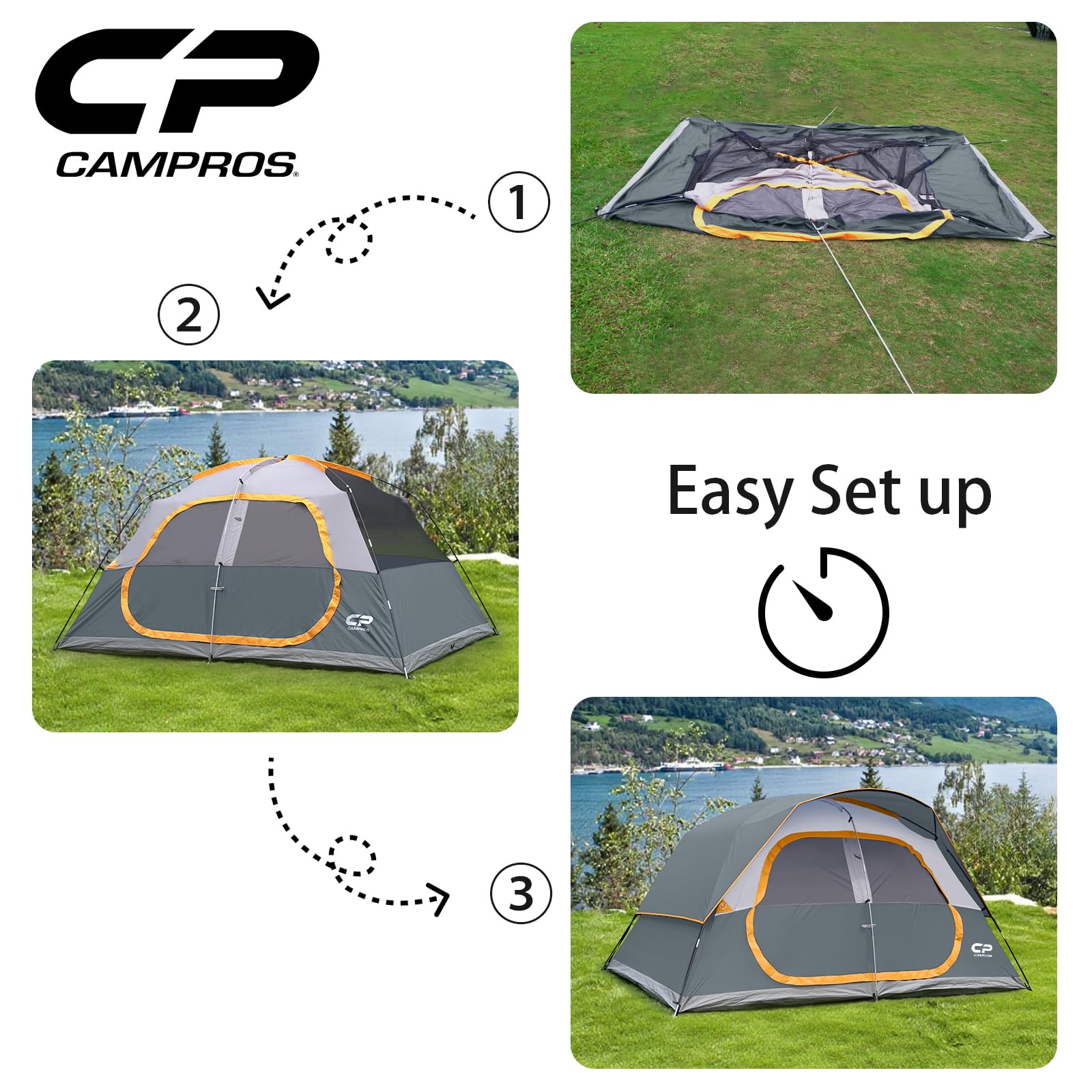 CAMPROS CP 8-person tent carry bag shown for storage and transport.