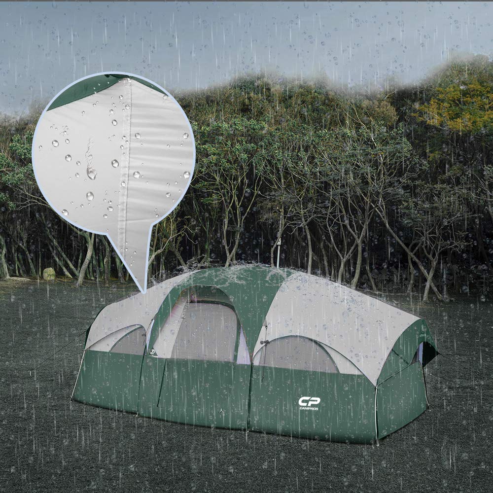 CAMPROS CP tent-8-person double-layer construction adds durable weather protection