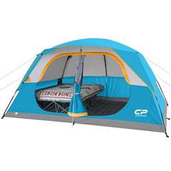 CAMPROS CP 8-Person tent front view shows spacious living area for families.