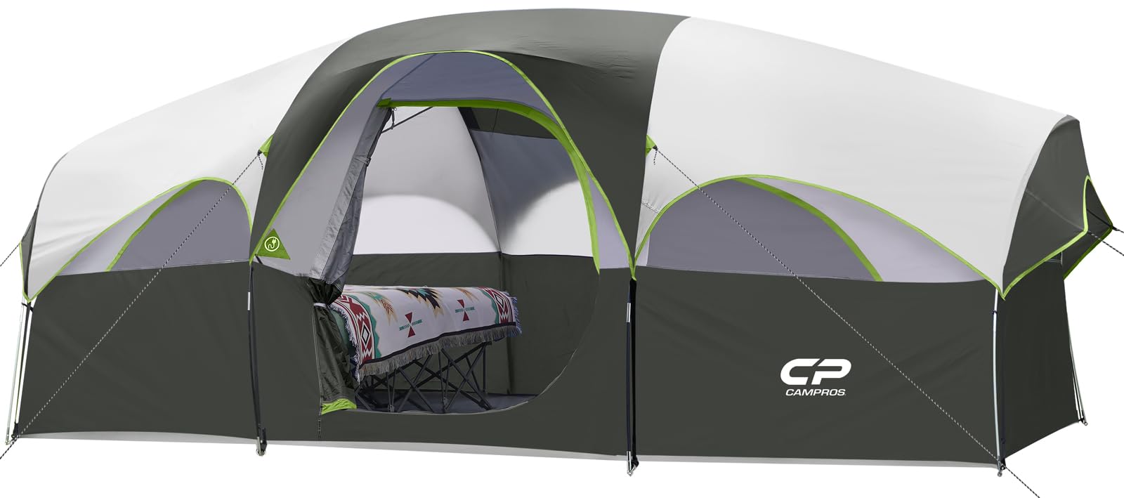 CAMPROS CP Tent 8-person front view highlighting spacious interior for family camping