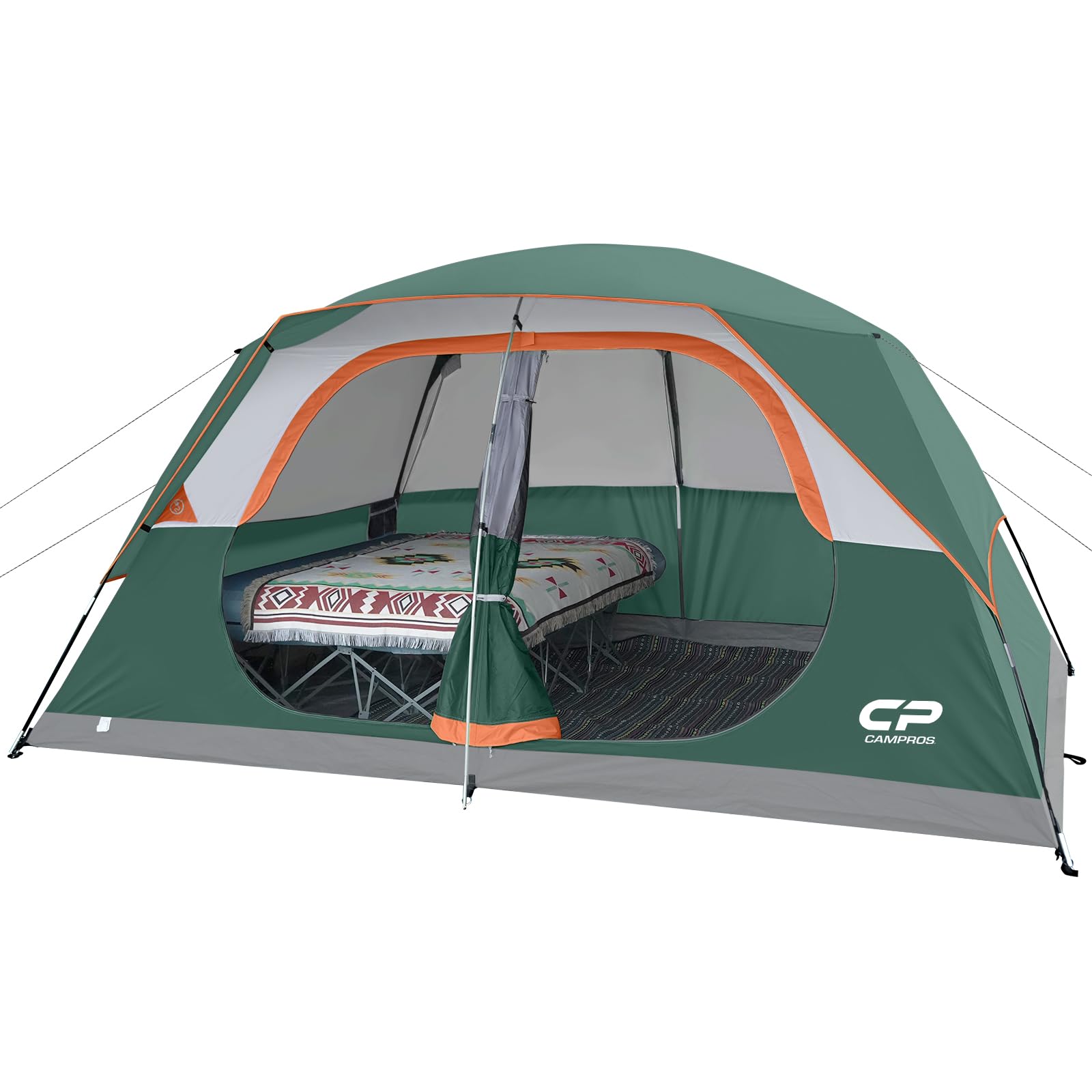 Campros CP tent 8-person front view highlights a spacious family camping area.