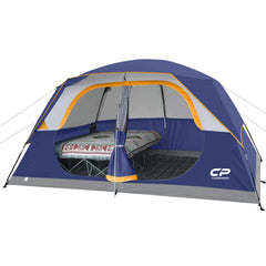 CAMPROS CP tent 8-person full-height interior offers standing room for daily tasks.