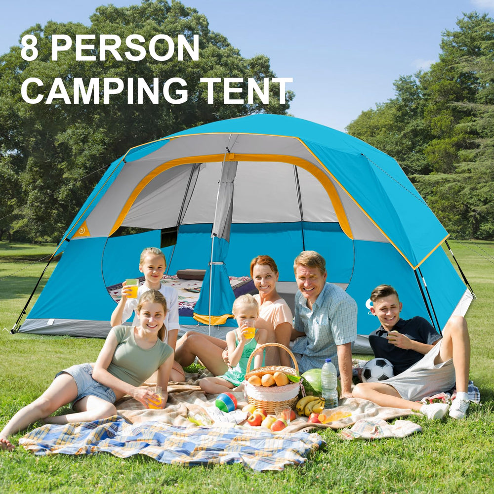 CAMPROS CP 8-Person tent gear pockets keep items organized.