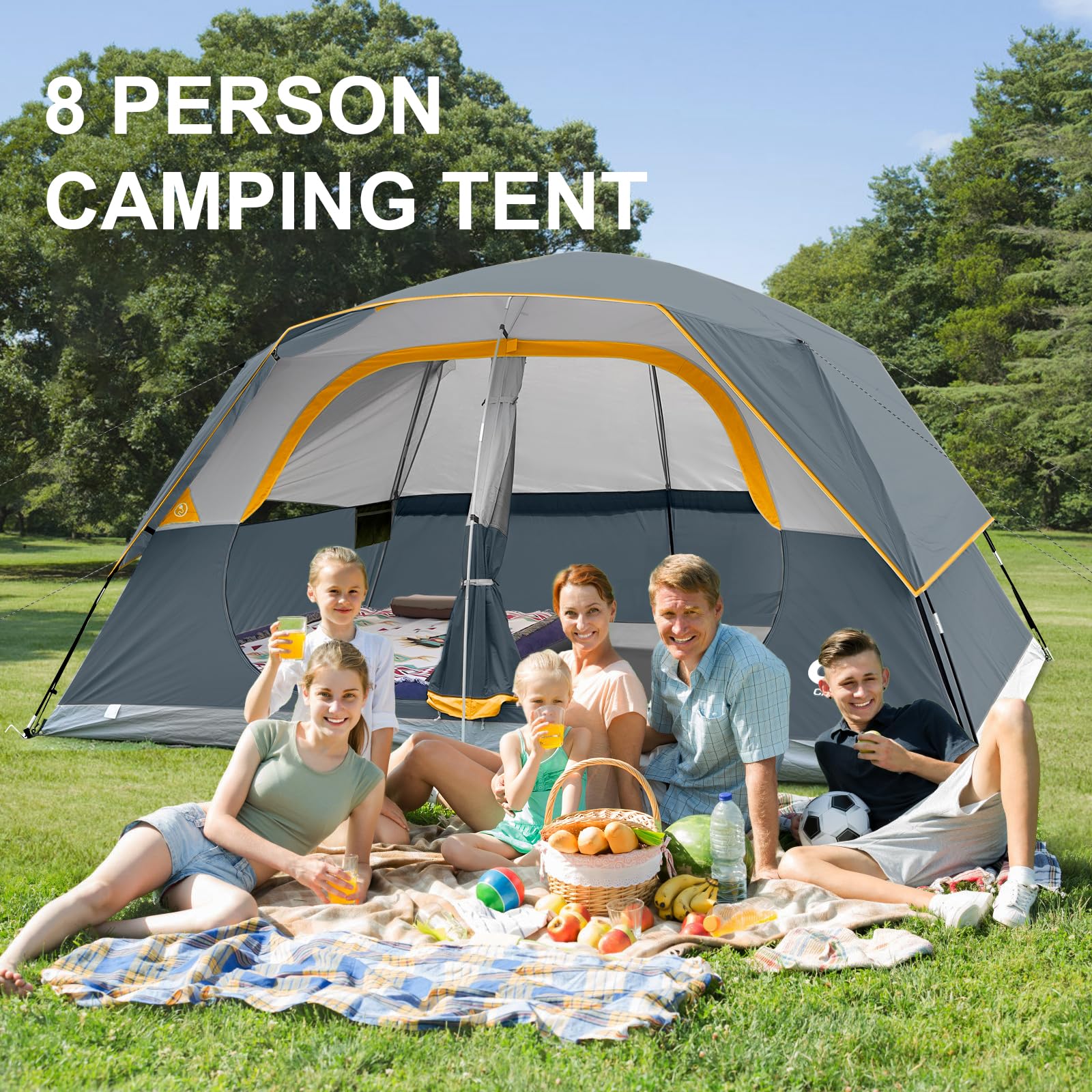 CAMPROS CP 8-person tent interior space demonstrating family-friendly layout.
