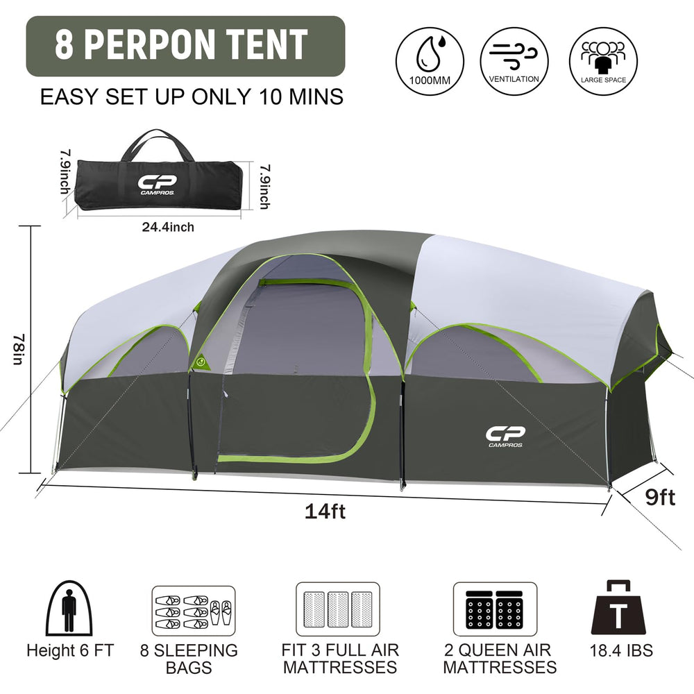 CAMPROS CP Tent 8-person interior spacious layout for easy gear organization