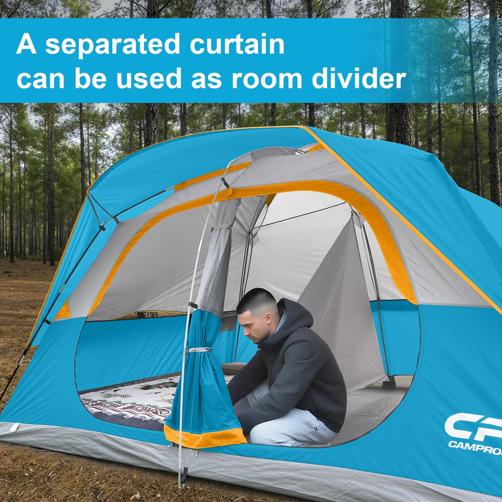 CAMPROS CP 8-Person tent mesh roof view for star-gazing and airflow.