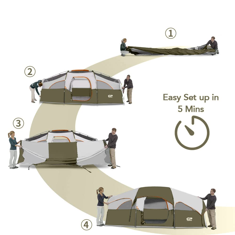 CAMPROS CP tent olive interior spaciousness enables easy changing and comfortable nights