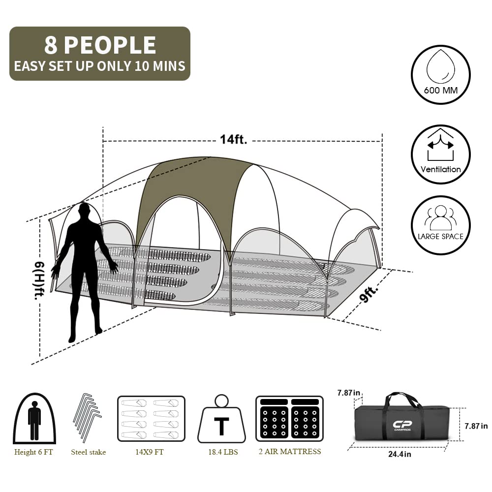CAMPROS CP tent olive quick setup demonstrates effortless assembly for weekend trips