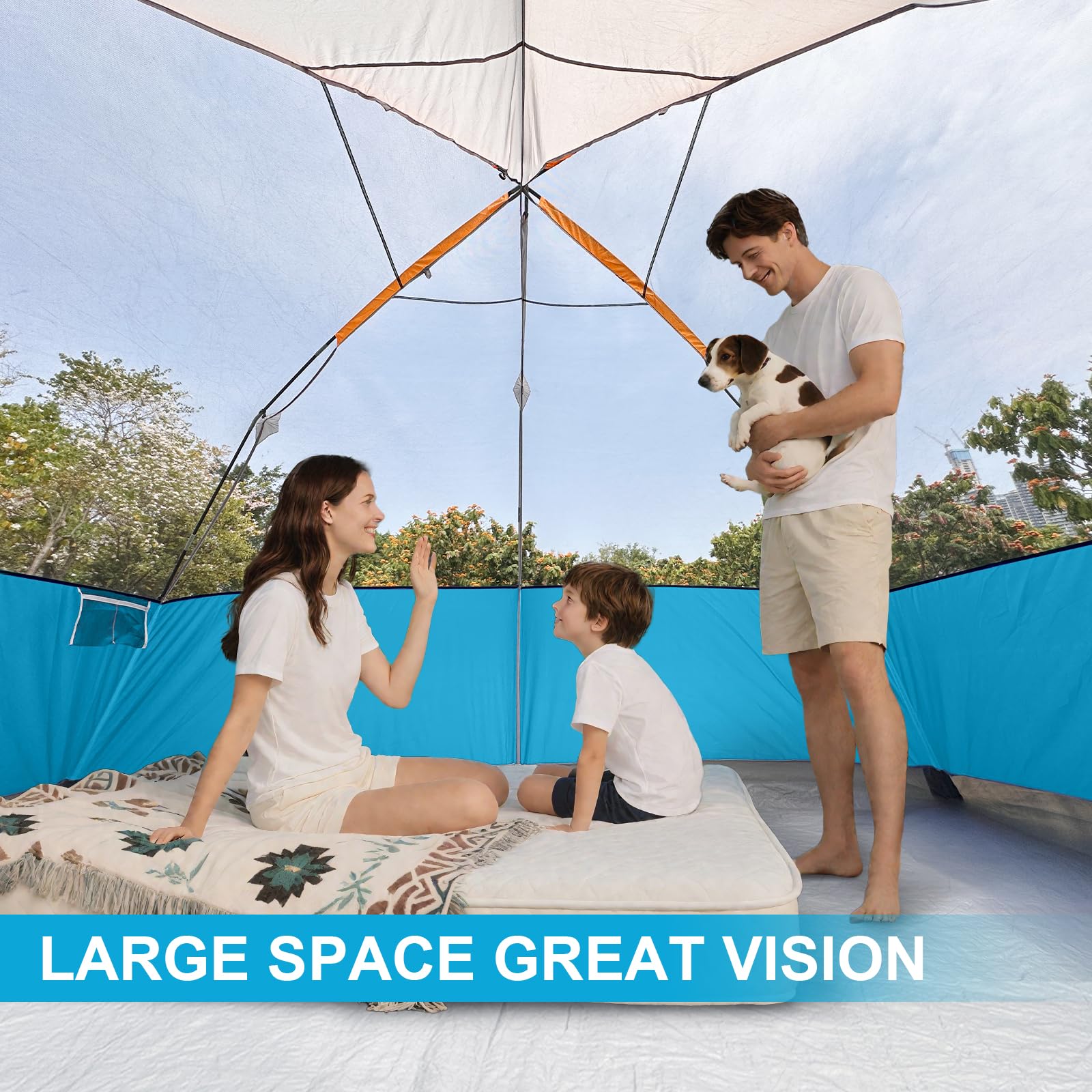 CAMPROS CP 8-Person tent rainfly coverage delivers all-weather protection.