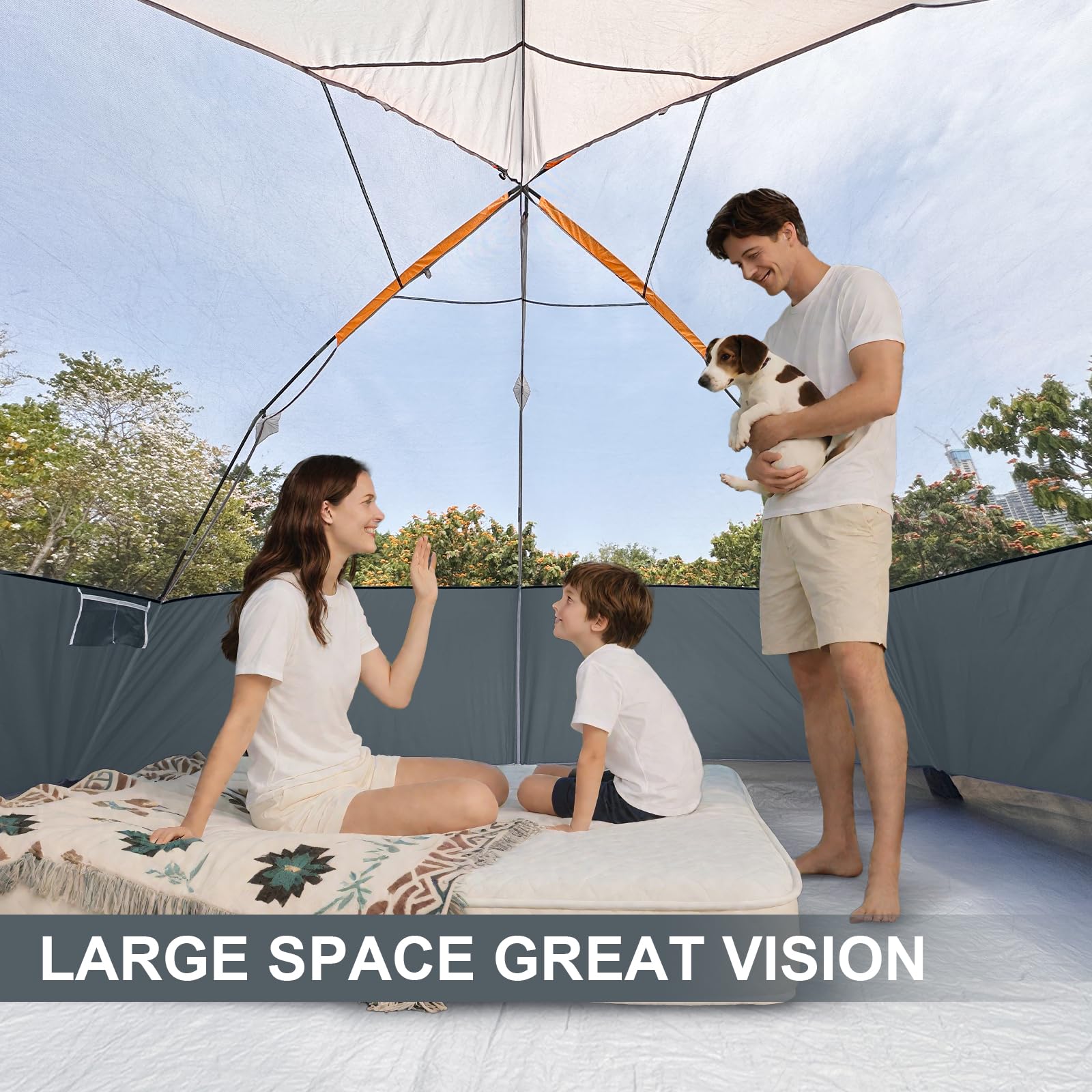 CAMPROS CP 8-person tent rainfly and vestibule for extra dry gear space.