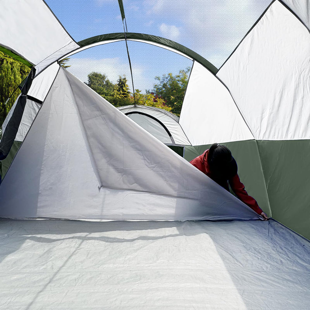 CAMPROS CP tent double-layer design with layered entry for versatile weather protection