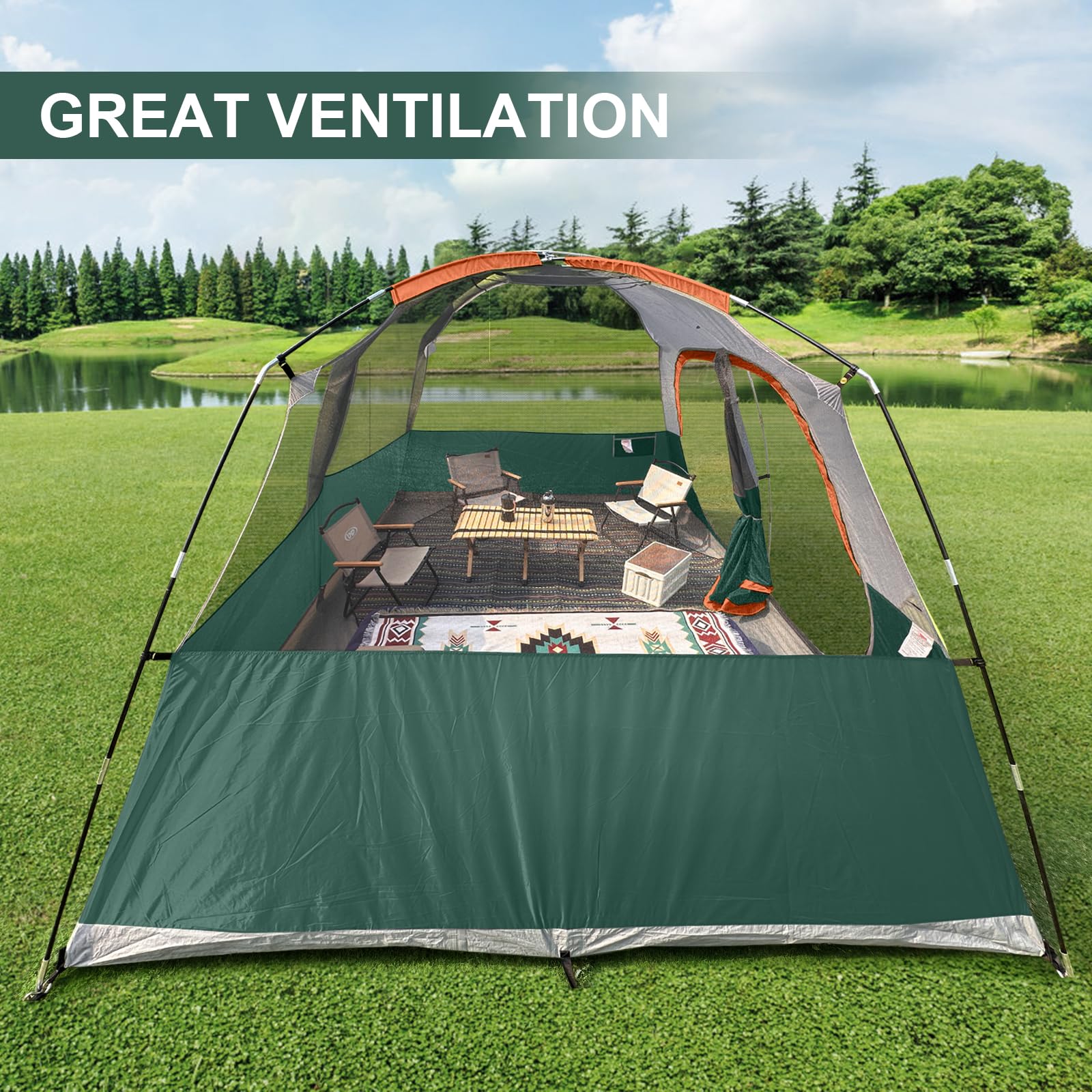 Campros CP tent dual mesh windows promote cross-ventilation.
