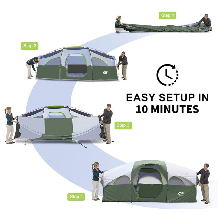 CAMPROS CP tent easy setup by two people in about 5 minutes